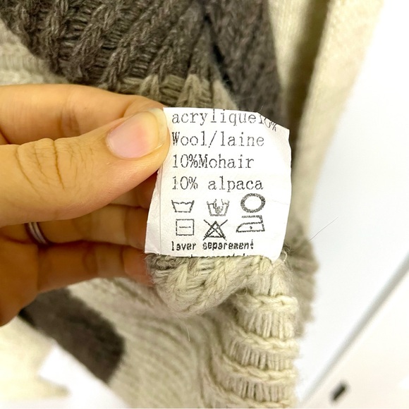 NWT M for Bolide Asymmetrical Beige Color Block Knit Cardigan Lagenlook Sz Small - Picture 10 of 14